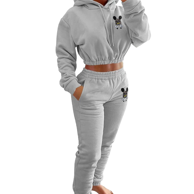 The Slugg Doctor Long Sleeve Elastic Hem Hoodie Crop Top Sweatpants