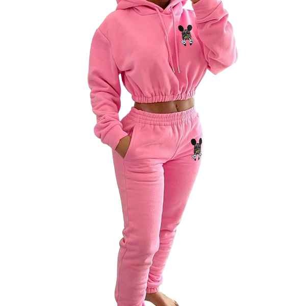 Crop top hoodie and 2025 sweatpants set