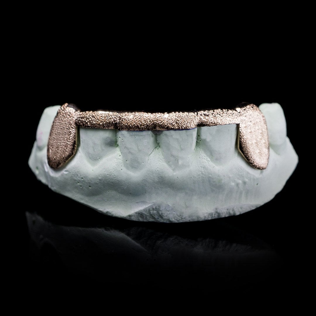 SOLID GOLD DIAMOND DUST 6 TEETH CONNECTING BRIDGE SLUGGS BAR The